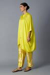 Buy_Vasstram_Yellow Modal, Satin Mandarin Collar Zoha Anti Fit Shirt _Online_at_Aza_Fashions