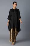 Buy_Vasstram_Black Modal, Satin Mandarin Collar Zoha Anti Fit Solid Shirt _Online_at_Aza_Fashions