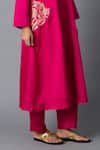 Vasstram_Pink Silk Zari Round Neck Geet Banarasi Kurta With Pant _at_Aza_Fashions