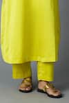 Vasstram_Yellow Silk Zari Round Neck Geet Banarasi Kurta With Pant _Online_at_Aza_Fashions