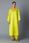 Buy_Vasstram_Yellow Silk Zari Round Neck Geet Banarasi Kurta With Pant _at_Aza_Fashions