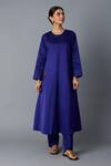 Shop_Vasstram_Blue Brocade Zari Round Neck Geet Banarasi Silk Kurta With Pant _Online_at_Aza_Fashions