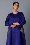 Buy_Vasstram_Blue Brocade Zari Round Neck Geet Banarasi Silk Kurta With Pant 