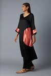 Shop_Vasstram_Black Modal, Satin, Silk Zari, Applique V-neck Rangoli Kaftan With Pant _Online_at_Aza_Fashions