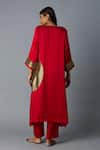 Shop_Vasstram_Red Modal, Satin, Silk Zari, Applique V-neck Rangoli Kaftan With Pant _at_Aza_Fashions