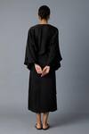 Shop_Vasstram_Black Modal, Satin Round Neck Solid Batwing Sleeve Dress _at_Aza_Fashions