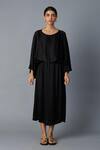 Shop_Vasstram_Black Modal, Satin Round Neck Solid Batwing Sleeve Dress _Online_at_Aza_Fashions