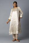 Buy_Vasstram_Silver Tissue, Modal, Satin Round Neck Chandi Kurta Set _at_Aza_Fashions