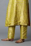 Vasstram_Yellow Brocade Zari V-neck Khajoor Kurta Pant Set _at_Aza_Fashions