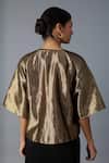Shop_Vasstram_Gold Brocade, Silk Zari Round Neck Chamkila Short Jacket _at_Aza_Fashions