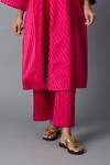 Buy_Vasstram_Pink Silk Round Neck Husna Striped Jacket And Pant Set _Online_at_Aza_Fashions