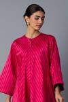 Shop_Vasstram_Pink Silk Round Neck Husna Striped Jacket And Pant Set 