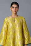 Buy_Vasstram_Yellow Brocade Embroidery, Zari Round Neck Hazara Floral Woven Kurta And Pant Set 