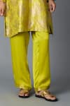 Buy_Vasstram_Yellow Brocade, Modal, Satin Zari, Hazara Floral Woven Kurta And Pant Set _Online_at_Aza_Fashions