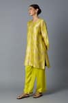 Vasstram_Yellow Brocade, Modal, Satin Zari, Hazara Floral Woven Kurta And Pant Set _at_Aza_Fashions