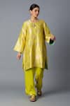 Buy_Vasstram_Yellow Brocade, Modal, Satin Zari, Hazara Floral Woven Kurta And Pant Set _at_Aza_Fashions