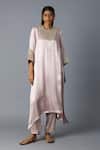 Buy_Vasstram_Pink Modal, Satin, Tissue Zari Round Neck Tikona Panelled Kurta And Pant Set _at_Aza_Fashions