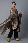 Vasstram_Black Brocade, Modal, Satin Zari, Hazara Floral Woven Kurta And Pant Set _at_Aza_Fashions