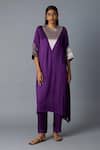 Buy_Vasstram_Purple Modal, Satin, Tissue Zari Round Neck Tikona Panelled Kurta And Pant Set _Online_at_Aza_Fashions