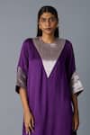 Shop_Vasstram_Purple Modal, Satin, Tissue Zari Round Neck Tikona Panelled Kurta And Pant Set _Online_at_Aza_Fashions