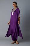 Buy_Vasstram_Purple Modal, Satin, Tissue Zari Round Neck Tikona Panelled Kurta And Pant Set 