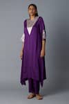 Shop_Vasstram_Purple Modal, Satin, Tissue Zari Round Neck Tikona Panelled Kurta And Pant Set 