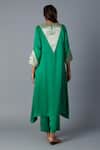 Shop_Vasstram_Emerald Green Modal, Satin, Tissue Zari Tikona Banarasi Panelled Kurta Set _at_Aza_Fashions