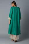 Shop_Vasstram_Green Organza Zari Round Neck Jahaan Banarasi Yoke Kurta With Pant _at_Aza_Fashions