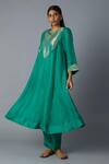 Buy_Vasstram_Green Organza, Modal, Satin Zari Round Jahaan Banarasi Yoke Kurta With Pant _Online_at_Aza_Fashions