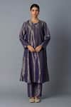 Vasstram_Purple Tissue Round Neck Chandrika Kurta With Pant _at_Aza_Fashions