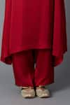 Vasstram_Maroon Modal, Satin Zari Round Neck Sabah Panelled Kurta With Pant _Online_at_Aza_Fashions