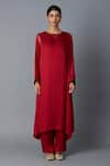 Buy_Vasstram_Maroon Modal, Satin Zari Round Neck Sabah Panelled Kurta With Pant _Online_at_Aza_Fashions