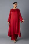 Buy_Vasstram_Maroon Modal, Satin Zari Round Neck Sabah Panelled Kurta With Pant _at_Aza_Fashions