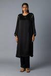 Buy_Vasstram_Black Modal, Satin Zari Round Neck Sabah Panelled Kurta With Pant _Online_at_Aza_Fashions