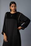 Shop_Vasstram_Black Modal, Satin Zari Round Neck Sabah Panelled Kurta With Pant _Online_at_Aza_Fashions