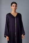 Buy_Vasstram_Purple Modal, Satin Zari V-neck Firoza Panelled Kurta With Pant _Online_at_Aza_Fashions