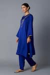 Buy_Vasstram_Blue Modal, Satin Zari Round Neck Teen Patti Set - Royal _Online_at_Aza_Fashions