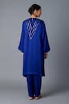 Shop_Vasstram_Blue Modal, Satin Zari Round Neck Teen Patti Set - Royal _at_Aza_Fashions
