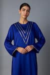 Buy_Vasstram_Blue Modal, Satin Zari Round Neck Teen Patti Set - Royal 