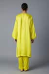 Shop_Vasstram_Yellow Modal, Satin Zari V-neck Teen Patti Panelled Kurta And Pant Set _at_Aza_Fashions