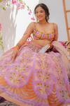 Shop_Tuhina Srivastava_Peach Silk Organza, Net, Tulle Embroidery, Sequins Floral Lehenga Blouse Set _Online_at_Aza_Fashions