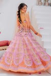 Tuhina Srivastava_Peach Silk Organza, Net, Tulle Embroidery, Sequins Floral Lehenga Blouse Set _at_Aza_Fashions