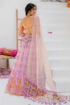 Tuhina Srivastava_Peach Silk Organza, Net, Tulle Embroidery, Sequins Floral Lehenga Blouse Set _Online_at_Aza_Fashions