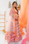 Buy_Tuhina Srivastava_Pink Organza, Satin, Net, Tulle Stones, Floral Motif Lehenga Set _Online_at_Aza_Fashions