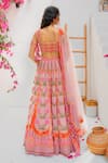 Tuhina Srivastava_Pink Organza, Satin, Net, Tulle Stones, Floral Motif Lehenga Set _Online_at_Aza_Fashions