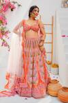 Buy_Tuhina Srivastava_Pink Organza, Satin, Net, Tulle Stones, Floral Motif Lehenga Set _at_Aza_Fashions