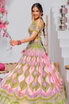 Buy_Tuhina Srivastava_Green Tulle, Velvet, Organza, Patchwork, Beads, Lehenga Blouse Set _Online_at_Aza_Fashions