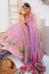 Tuhina Srivastava_Lilac Velvet, Silk Organza, Silk, Tulle Patchwork, Embroidery, Lehenga Set _at_Aza_Fashions