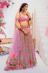 Buy_Tuhina Srivastava_Lilac Velvet, Silk Organza, Silk, Tulle Patchwork, Embroidery, Lehenga Set 