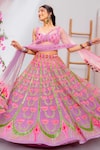 Tuhina Srivastava_Lilac Velvet, Silk Organza, Silk, Tulle Patchwork, Embroidery, Lehenga Set _Online